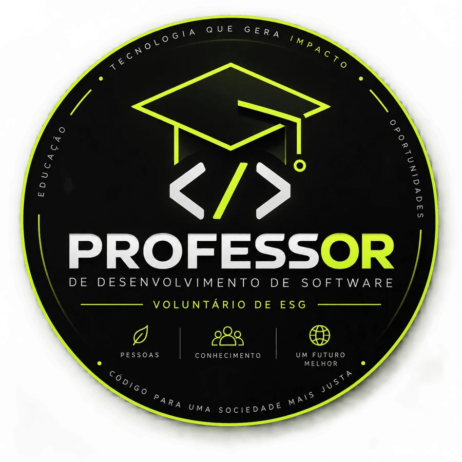 Selo do projeto voluntário Professor de Desenvolvimento de Software, ESG